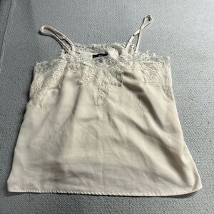 Lulus Elegant Cream Lace Trim Cami Camisole Tank Top Size Large EUC